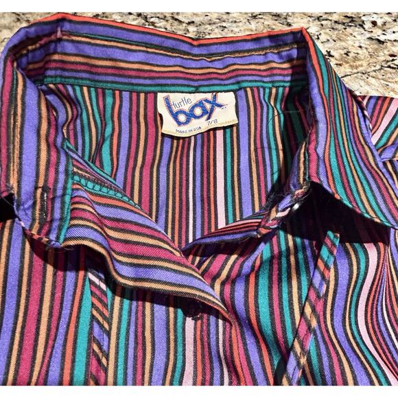 Vintage Turtle Bax 1970s Button Up Blouse Women 7/8 USA Made Striped Lightweight - Picture 5 of 9